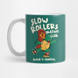 Slow Rollers Skating Club // Funny Turtle and Sloth on Roller Skates Mug